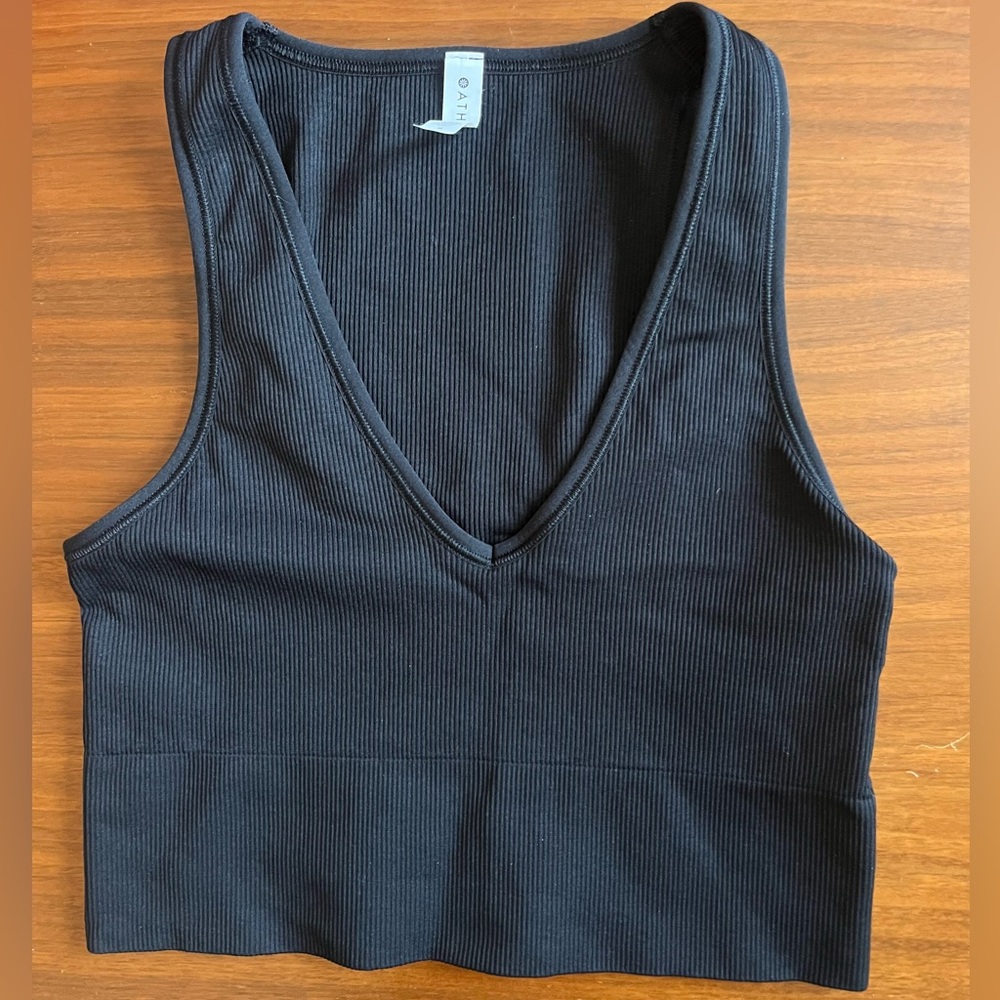 Athleta Aurora Ribbed Crop Tank - Black